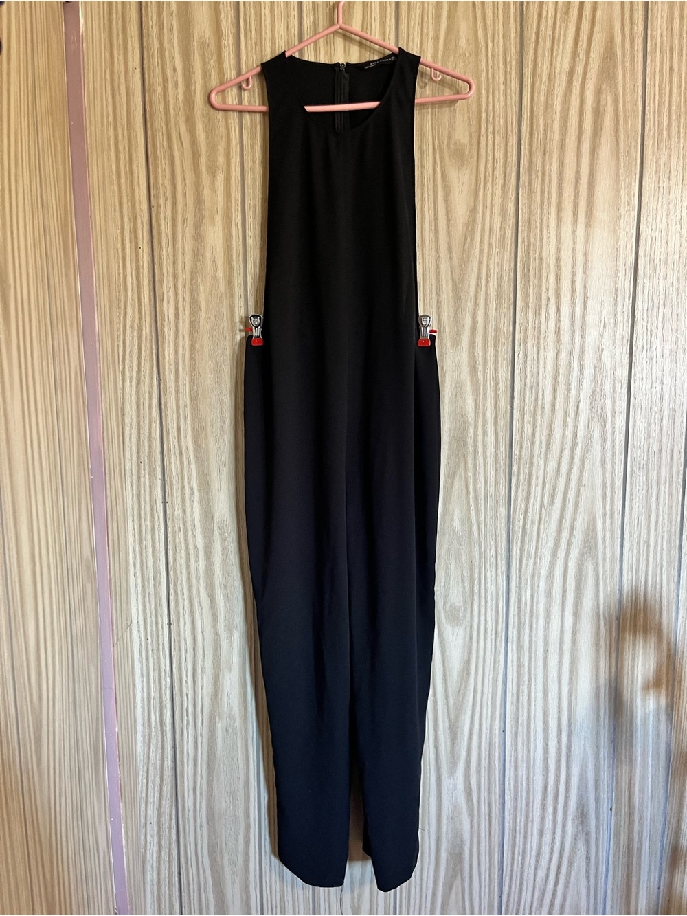 Zara Woman Black Sleeveless Open Back Jumpsuit Size S Made in Morocco